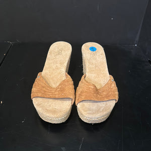 UGG Suede Slip On Espadrille Wedge Shoes - size 7