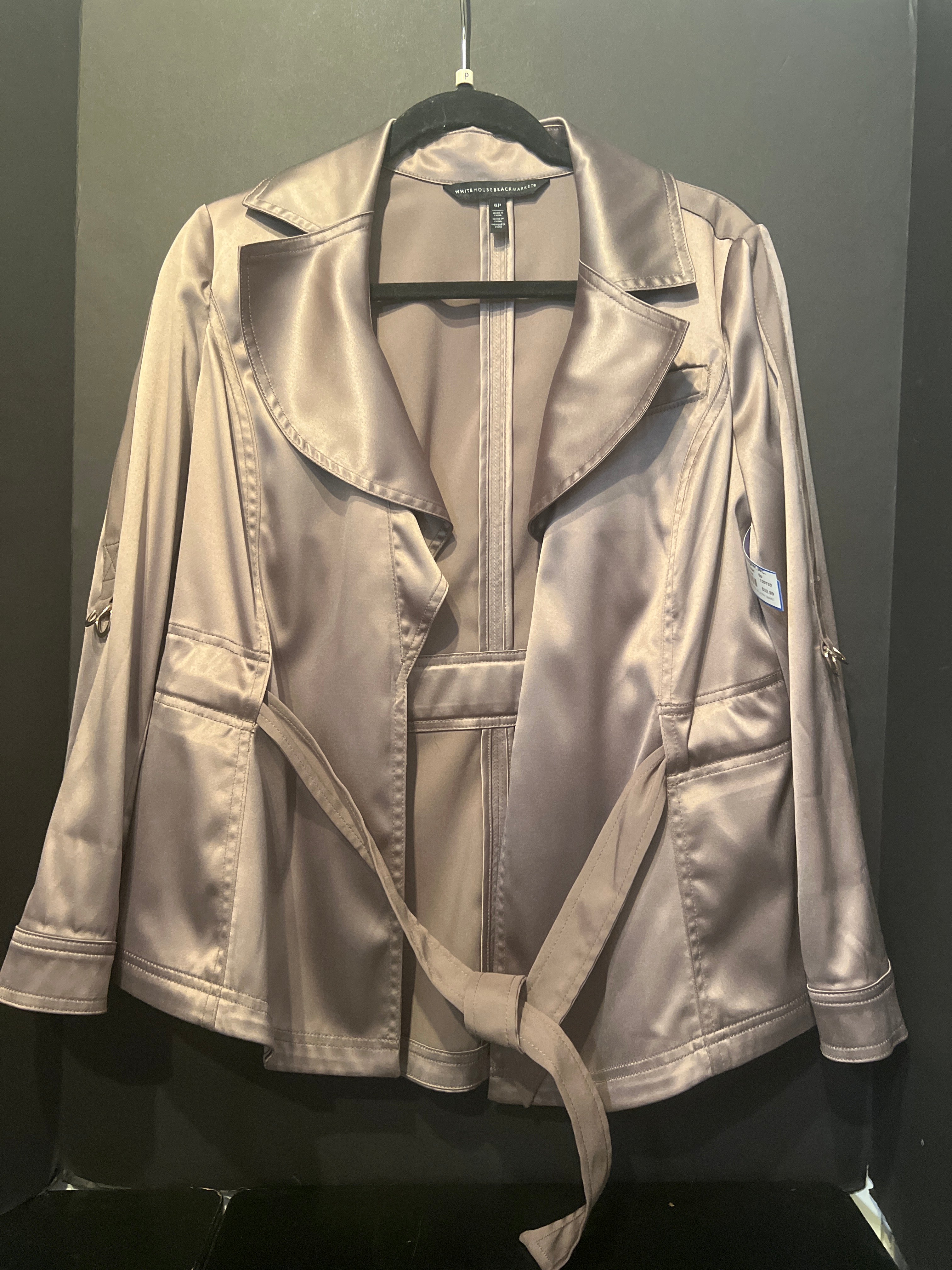 White House Black Market Satin Tie Front Jacket (Size 6 Petite)