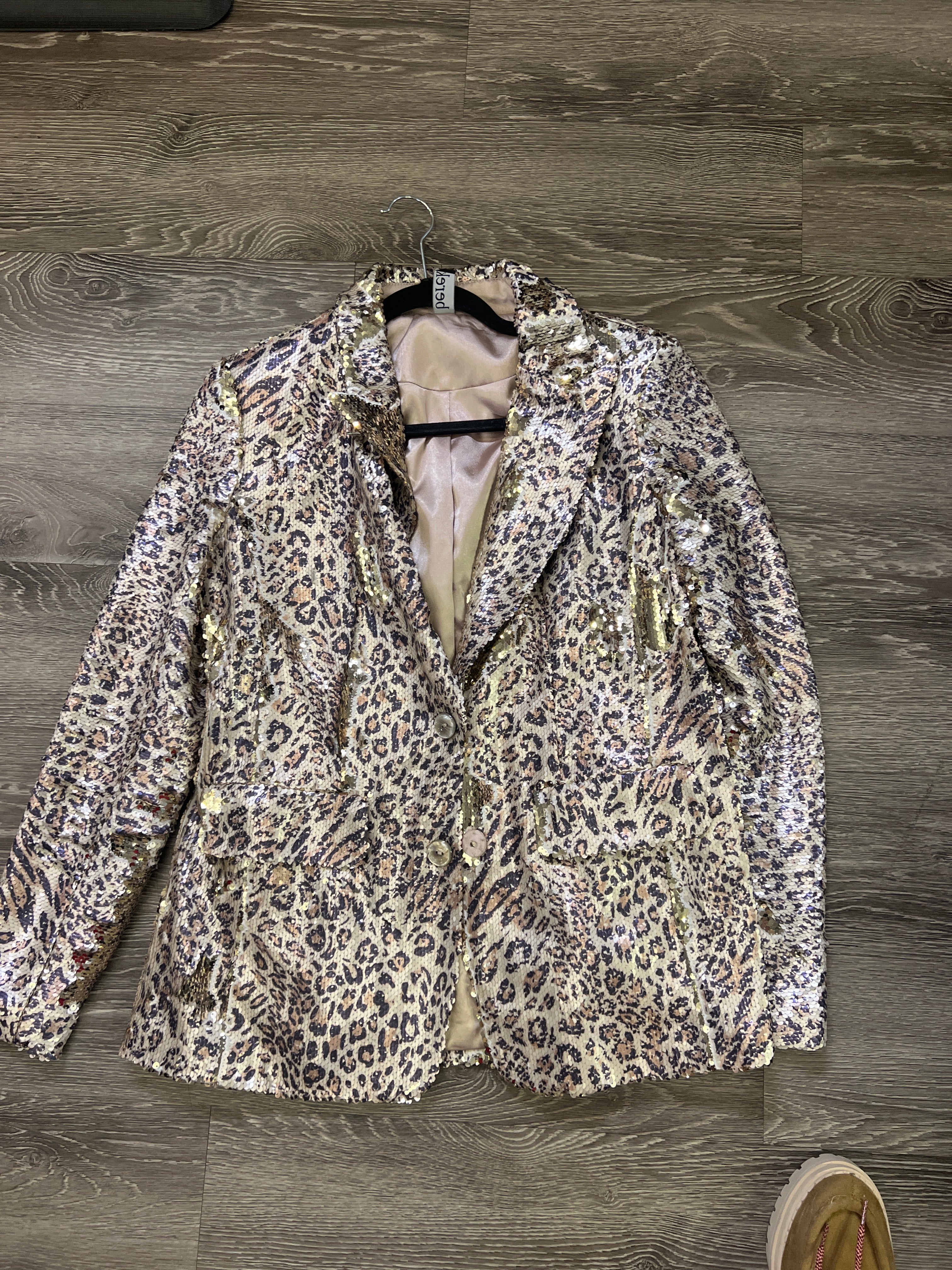 Berek Cheetah Sequin Blazer (Size Medium)