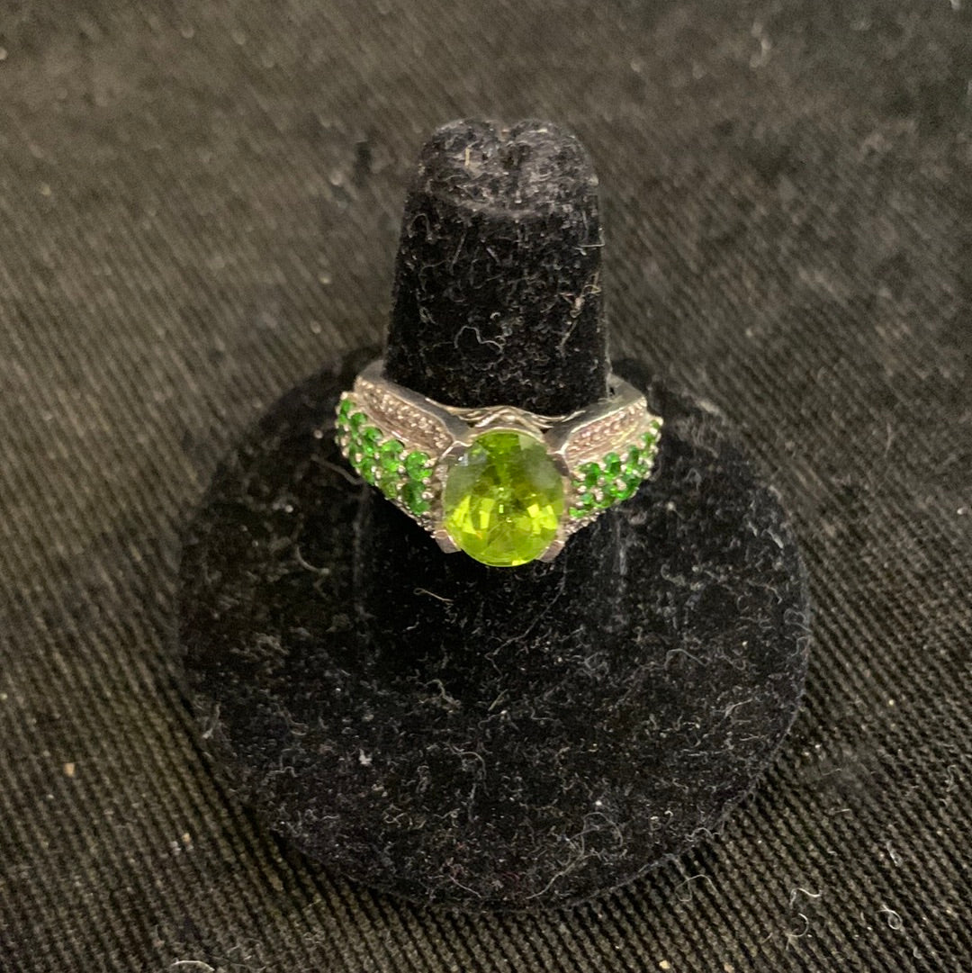 Peridot Center & Side Ring