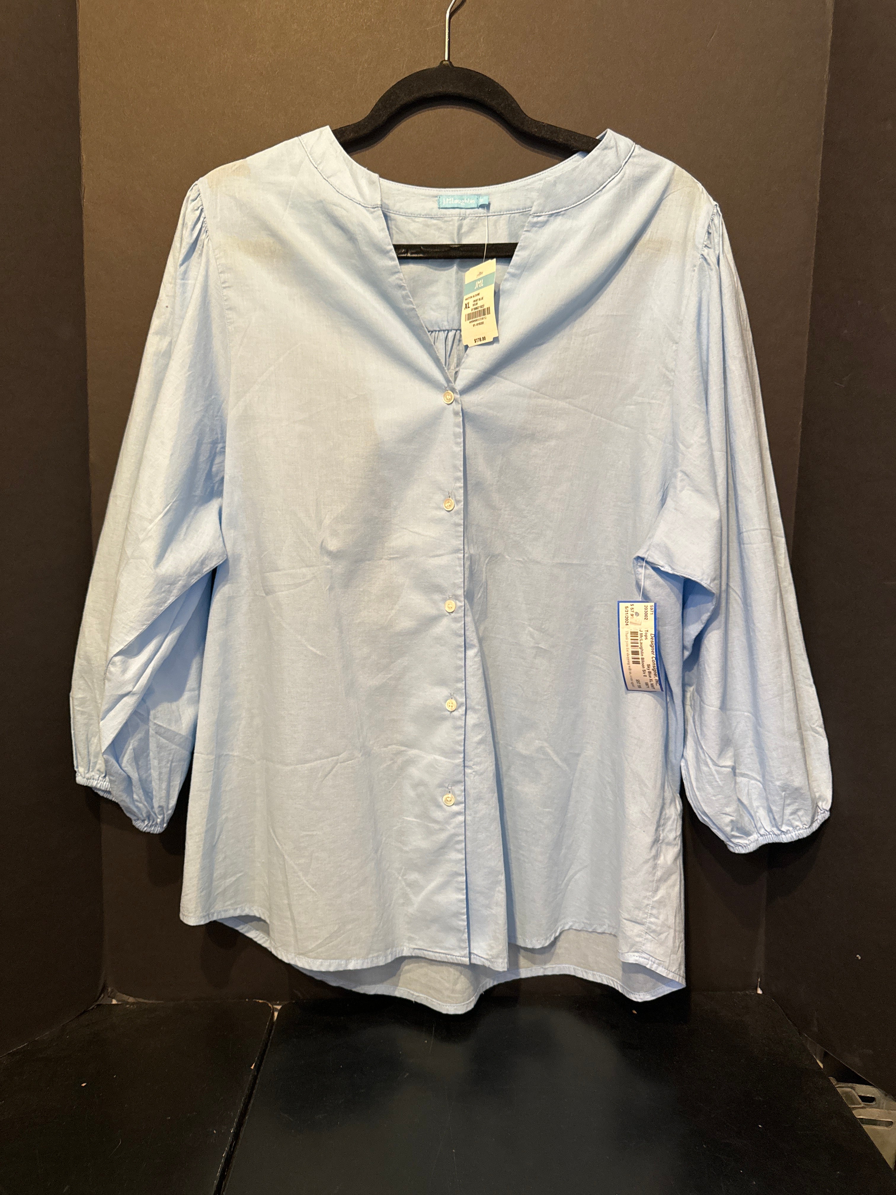 J McLaughlin Balloon Sleeve Button Up Top - XL