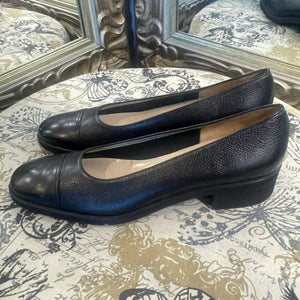 Ferragamo Leather Block Heel Shoes - Size 10