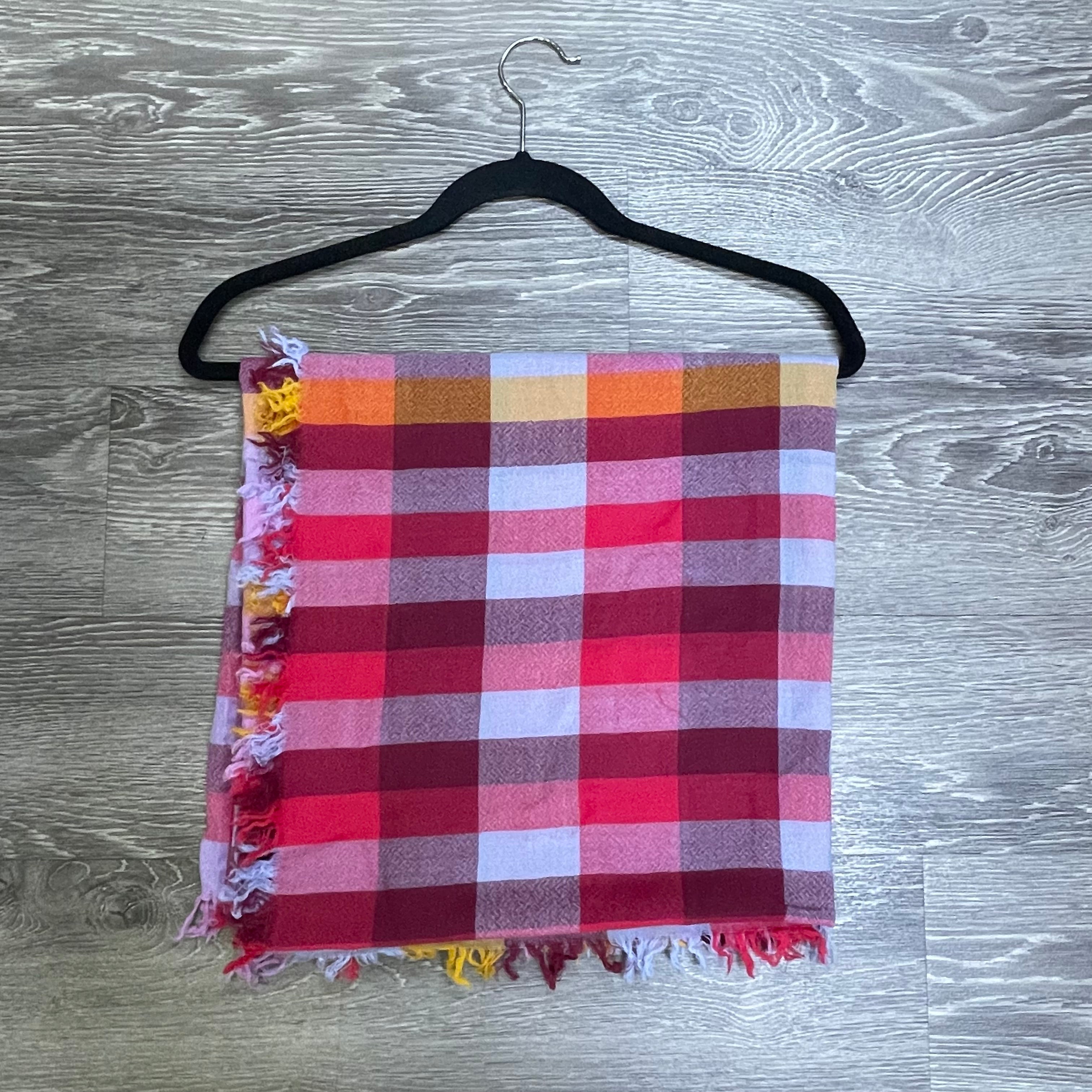 Chan Luu Lambswool Plaid Scarf -   Size 62x58