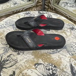 Load image into Gallery viewer, Coach Leather Monogram Flip Flops - Size 8.5
