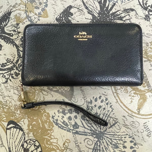 Coach Pebbled Zip Around Wallet