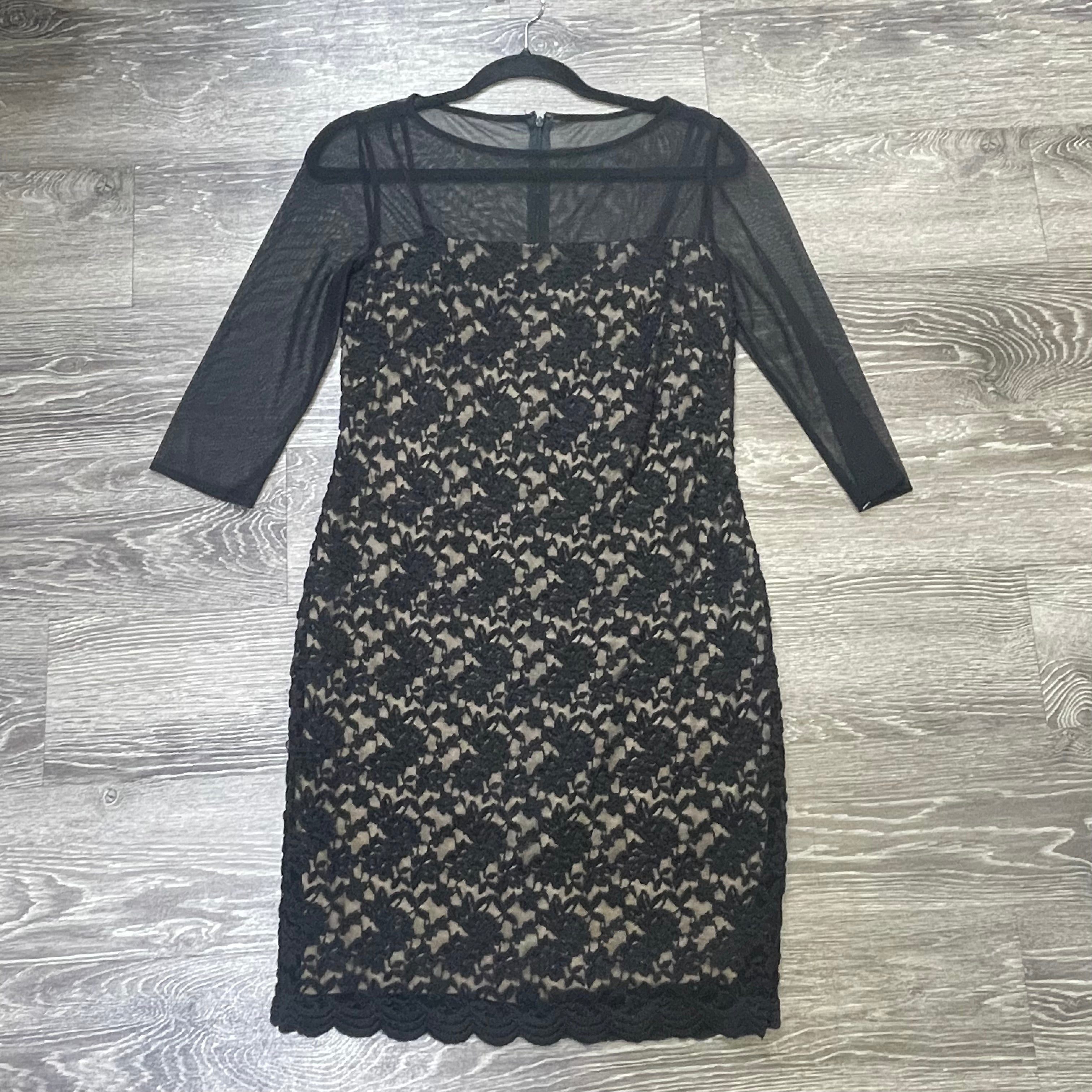 Adrianna Papell Mesh Sleeve Dress - Size 4