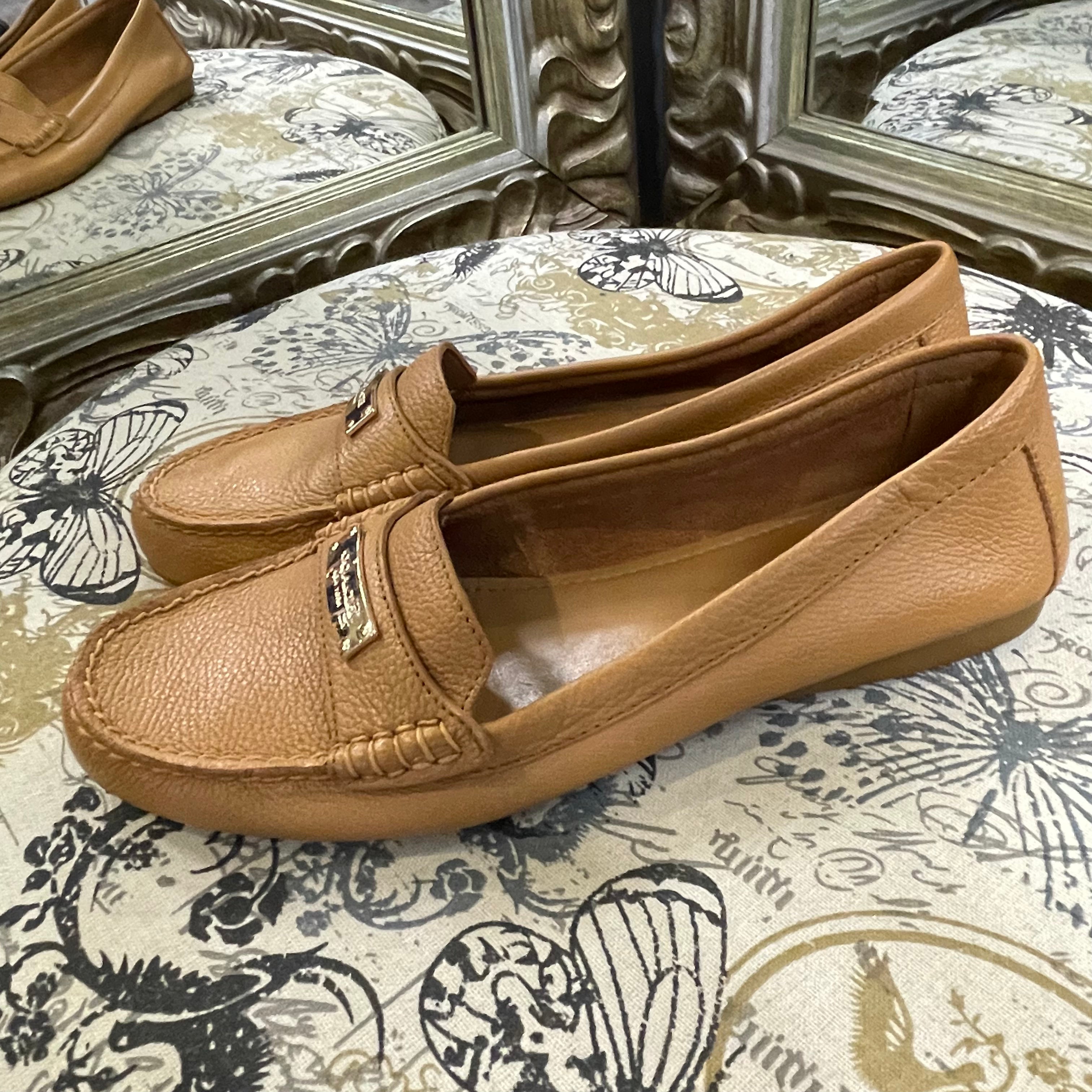 Coach Loafers Gold Logo Shoes - Size 10