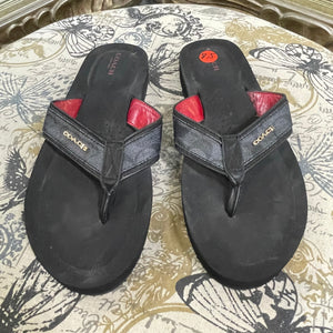 Coach Leather Monogram Flip Flops - Size 8.5