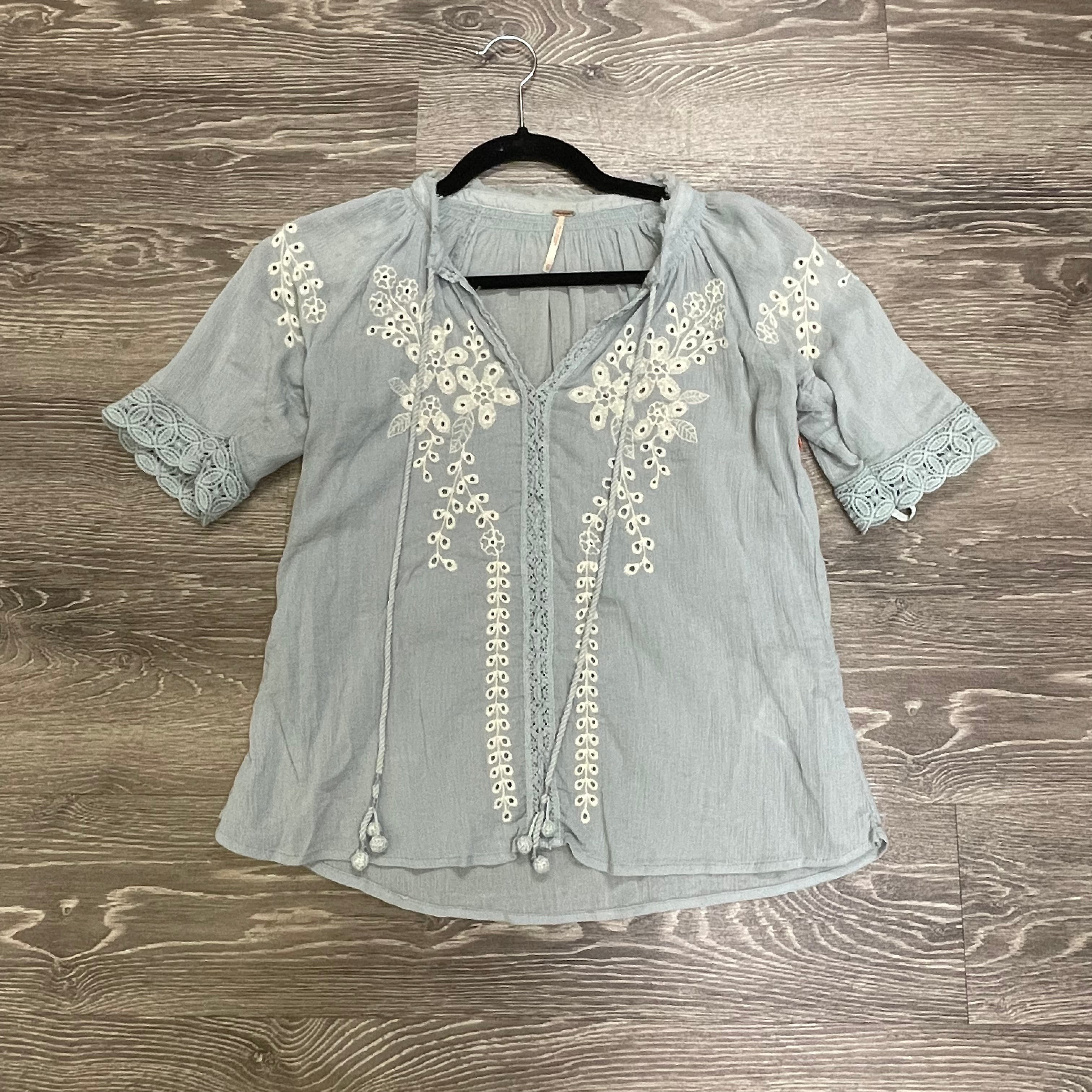 Free People Embroidered Crepe Top - XS