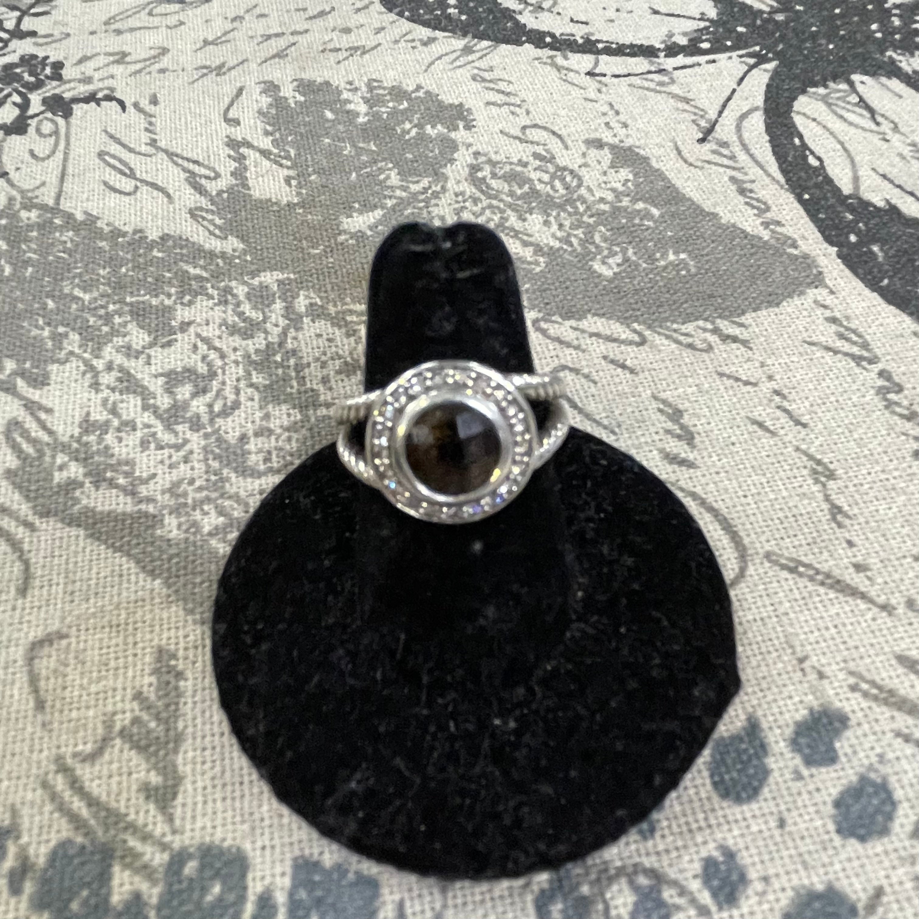 David Yurman 925 Round Diamond/Topaz Ring - Size 6