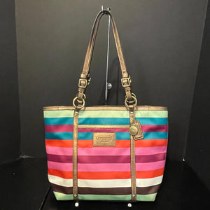 Coach Satin Stripe Tote - Medium