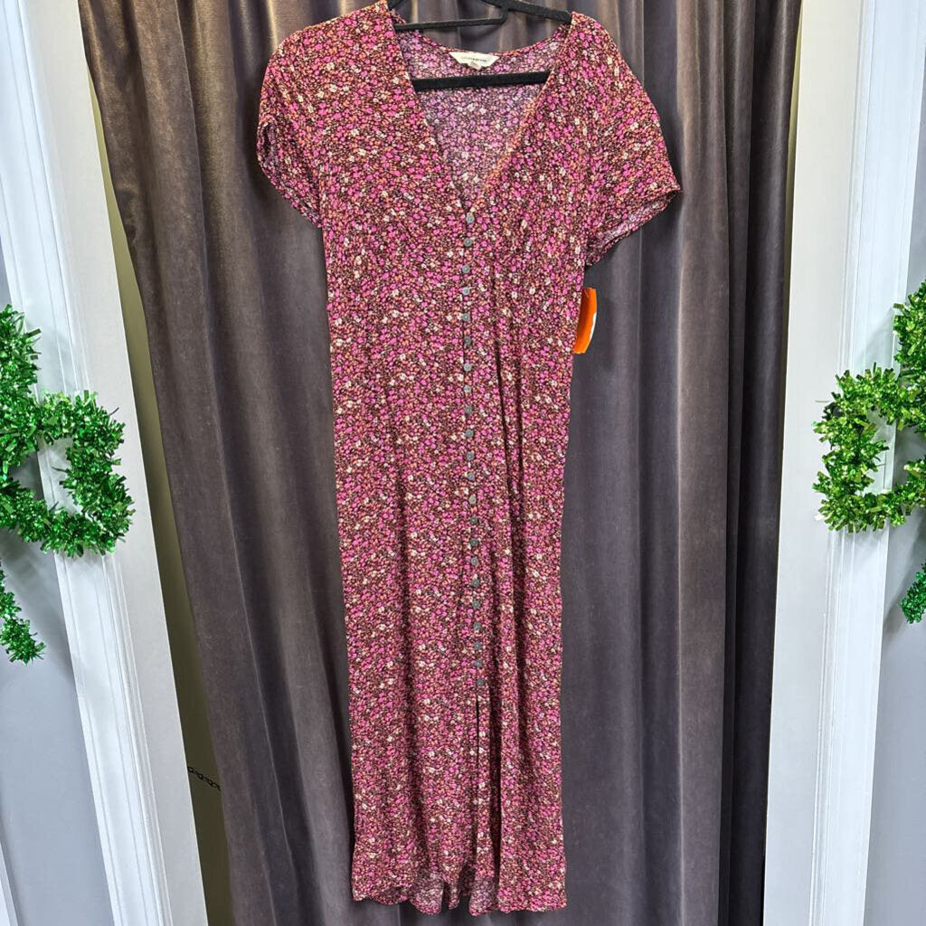 Lucky Brand Floral Lace Up Midi DRESSES S
