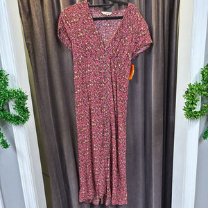 Lucky Brand Floral Lace Up Midi DRESSES S