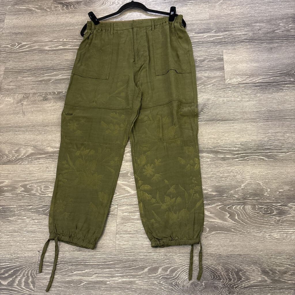 Anthropologie Satin Floral PANTS M