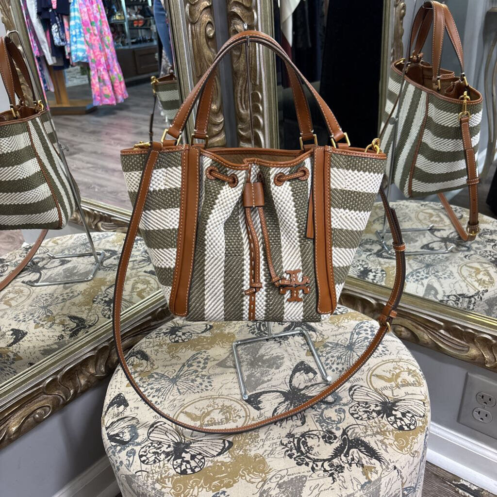 Tory Burch Straw Bucket Stripe HANDBAGS M