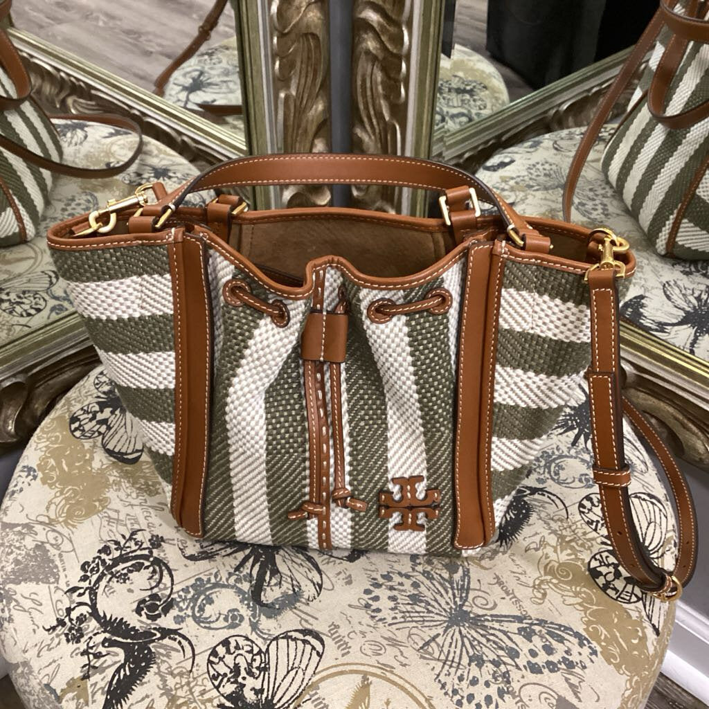 Tory Burch Straw Bucket Stripe HANDBAGS M