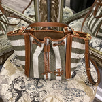Load image into Gallery viewer, Tory Burch Straw Bucket Stripe HANDBAGS M
