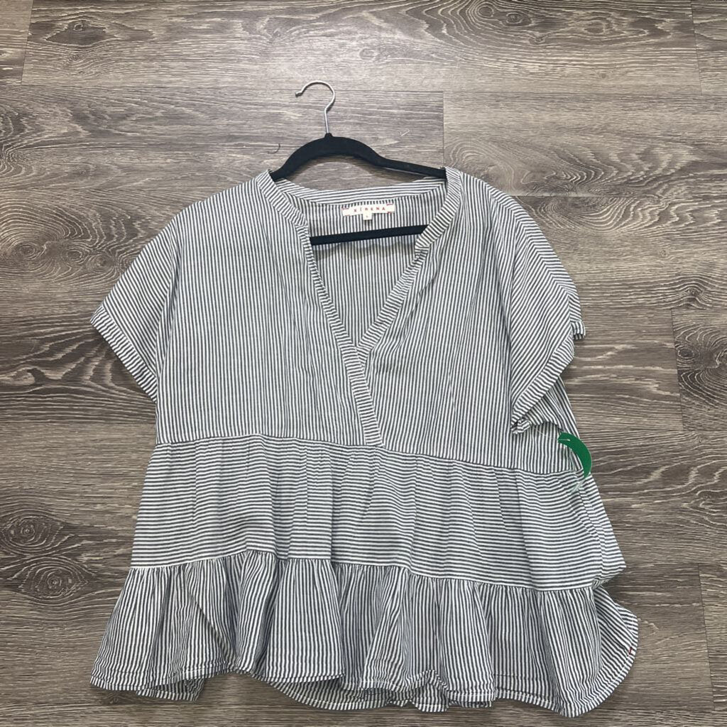 XIRENA Striped V Neck TOPS L