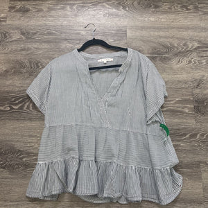 XIRENA Striped V Neck TOPS L