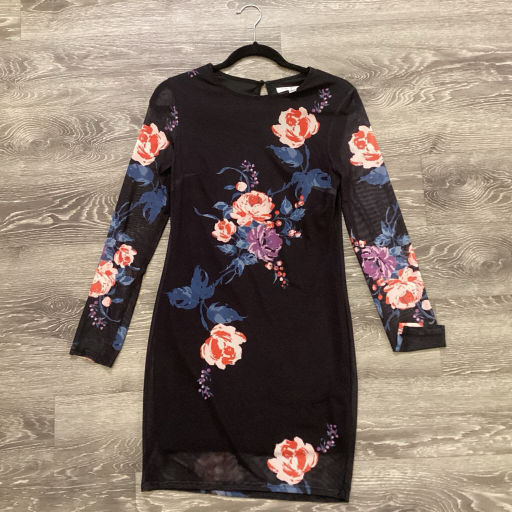 Say Whar Floral See Thru Sleeve DRESSES S