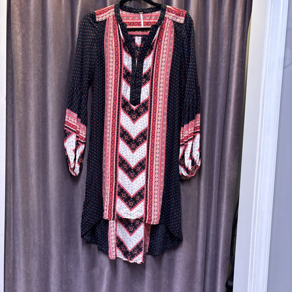 Free People Printed LS Tunic DRESSES S