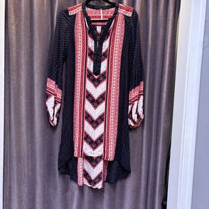 Free People Printed LS Tunic DRESSES S