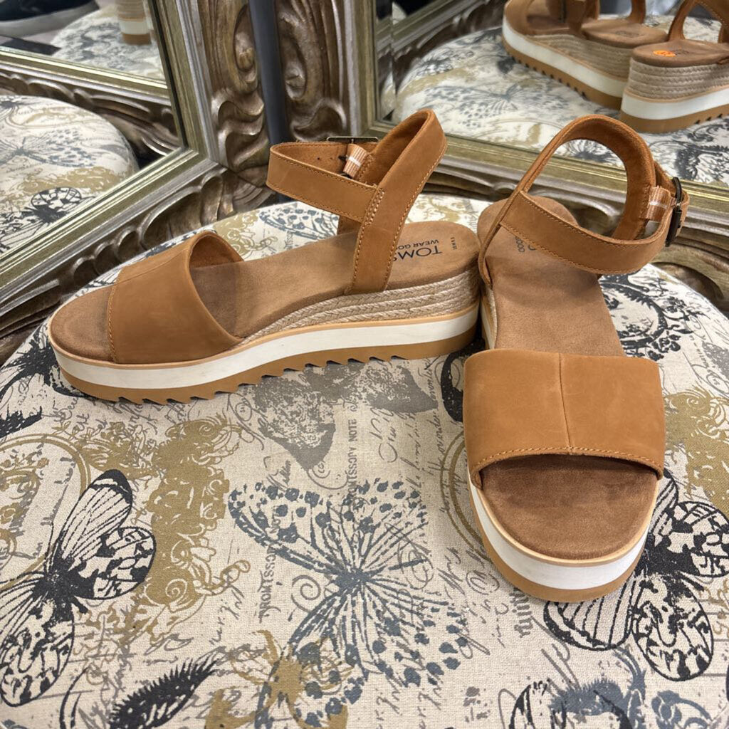 Toms Suede Strap Wedges SHOES 9.5