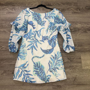 Lilly Pulitzer Perferated Overlay 3/4 Sleeve DRESSES 12