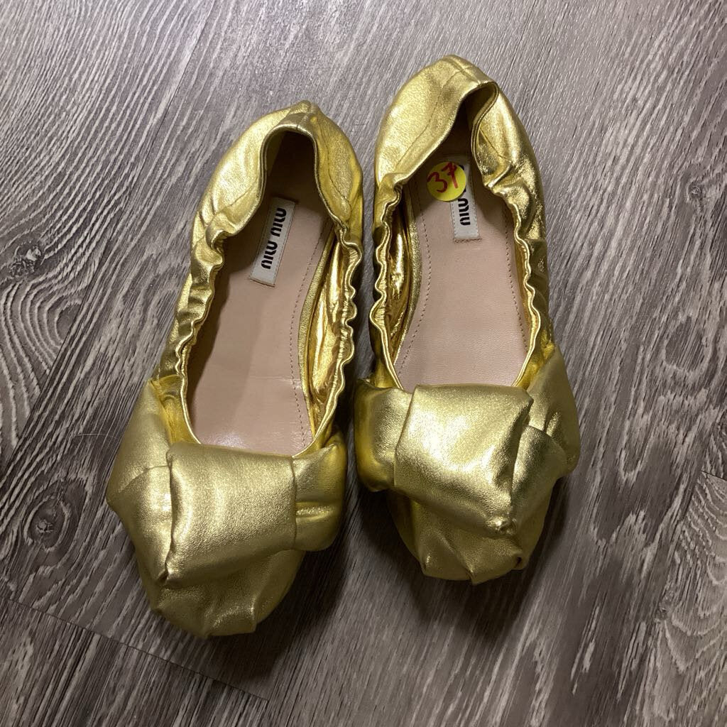 Miu Miu Chunky Metallic Flats SHOES 37
