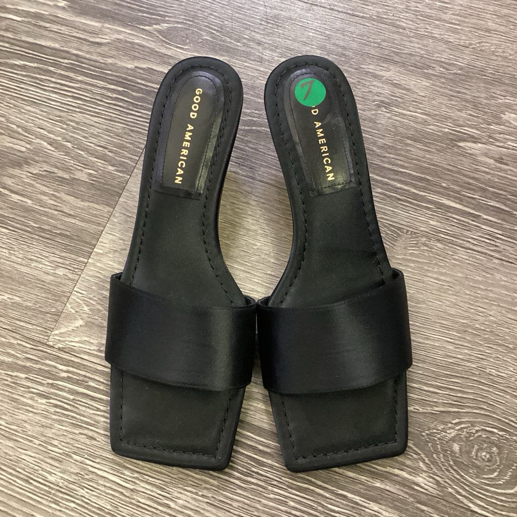 Good American Slides w Mini Bling Heel SHOES 7