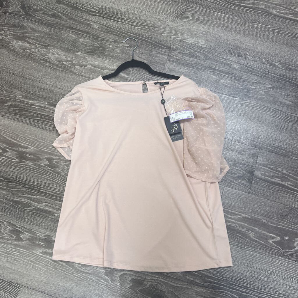 Adrianna Papell NWT Polka Dot Sleeve TOPS L