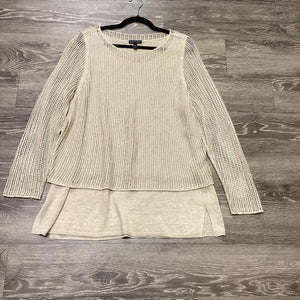 Eileen Fisher Knit Crochet-Perforated Overlay SWEATERS XL