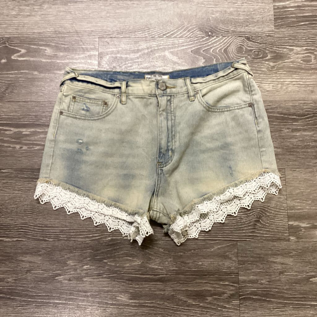 Free People Lace Trim Distressed SHORTS 30