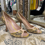 Load image into Gallery viewer, Prada Snakeskin Peep Heels SHOES 37.5
