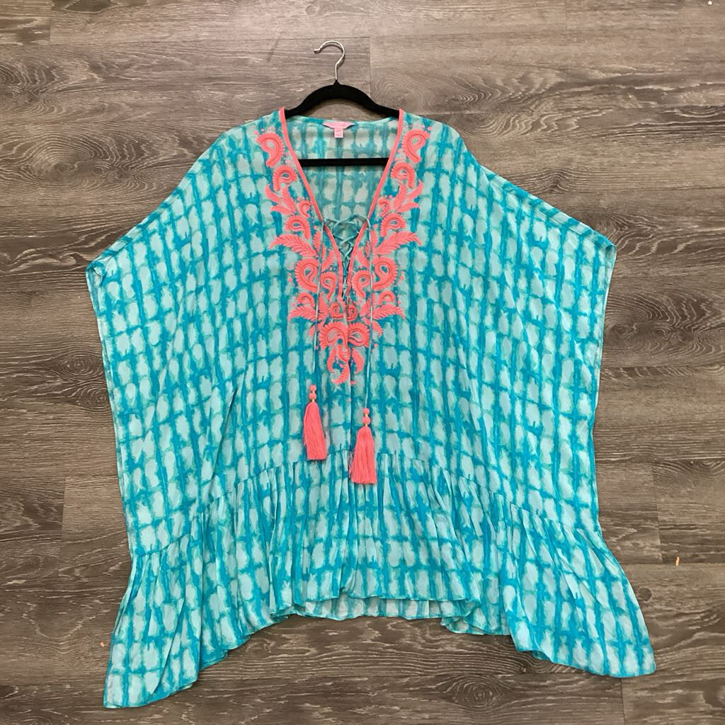 Lilly Pulitzer Batwing Printed w Tassle Ties COVER UPS S/M