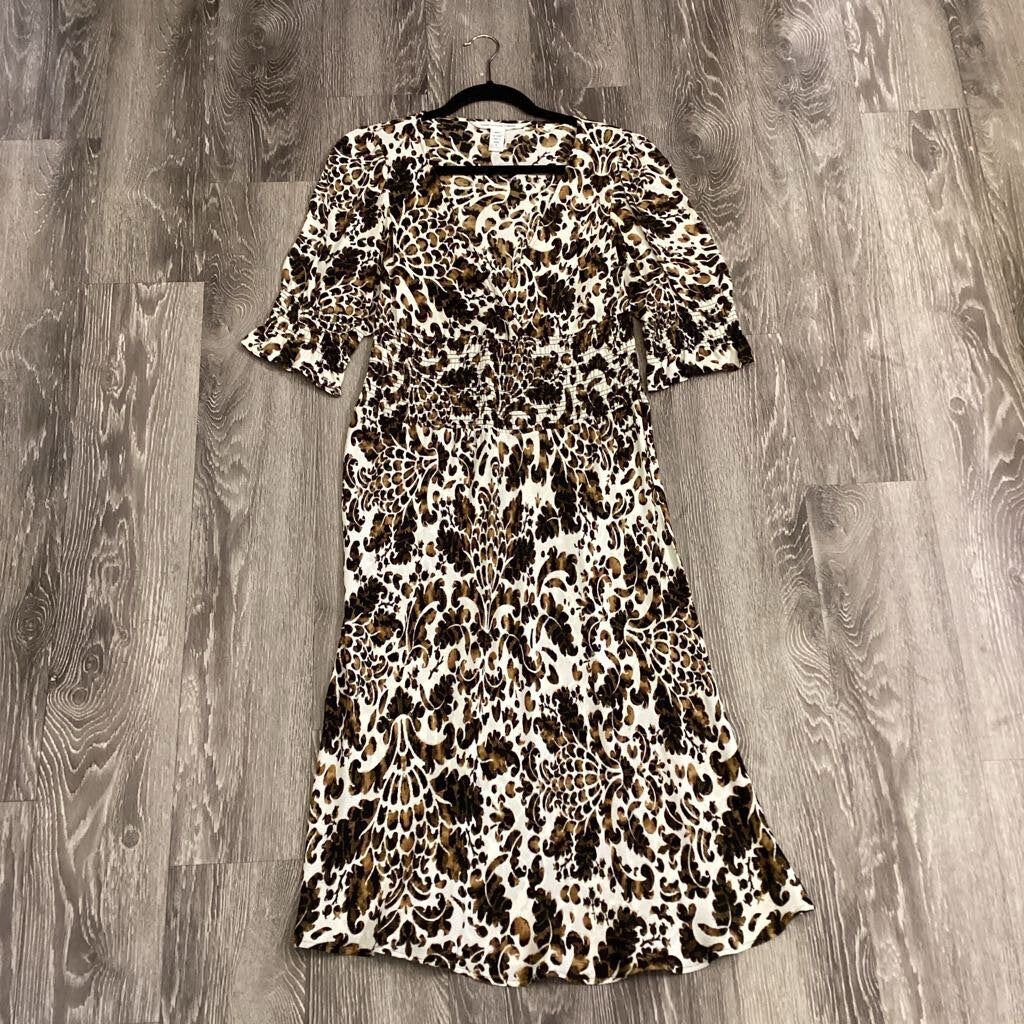 Diane Von Furstenberg DVF Leaf Print Rouched DRESSES 6