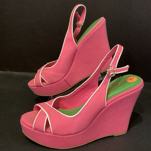 Lilly Pulitzer Peep Toe Canvas Wedge SHOES 6