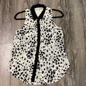 Trina Turk Cheetah Print Collar Tank TOPS S