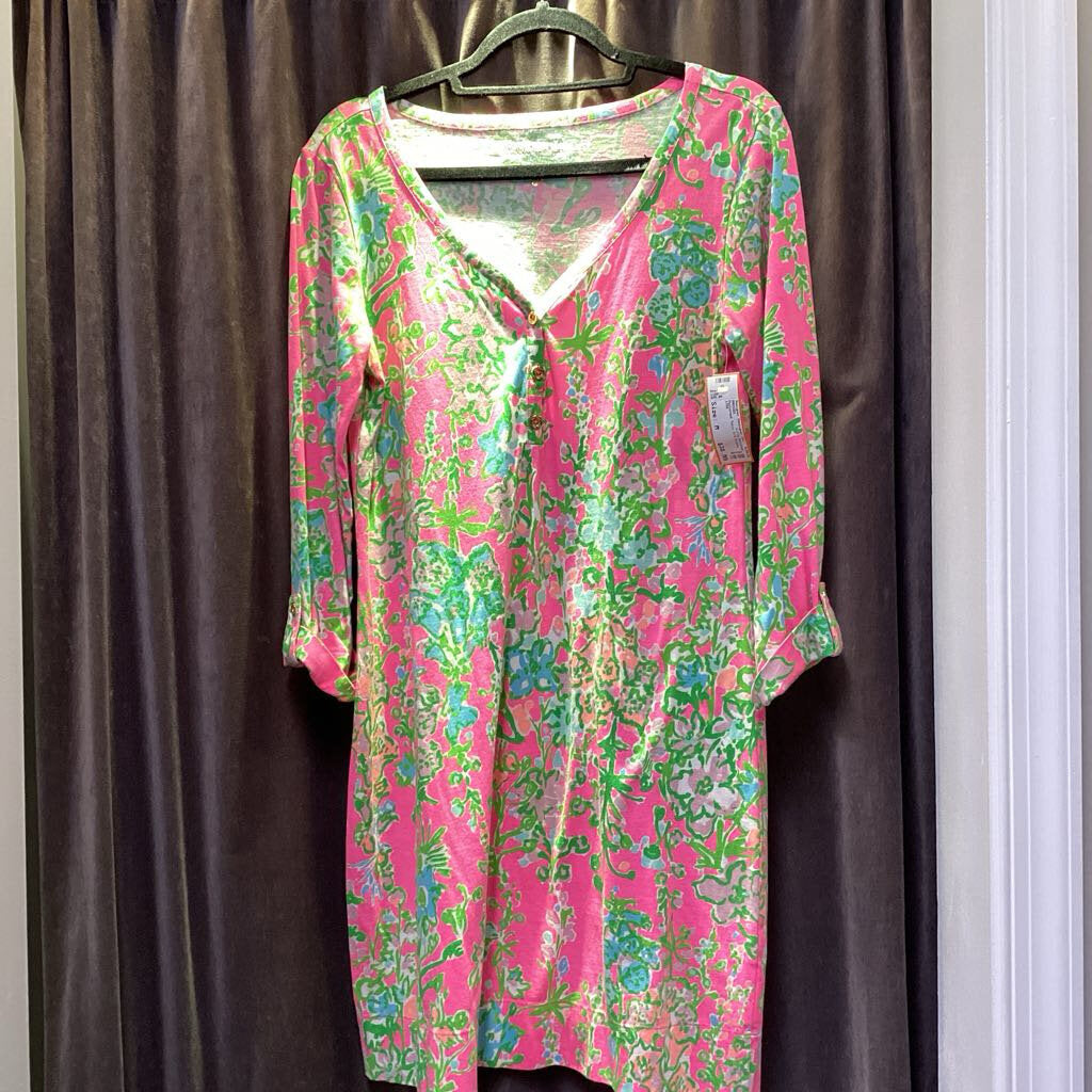 Lilly Pulitzer Patterned Tunic 3/4 Sleeve w Buttons DRESSES M