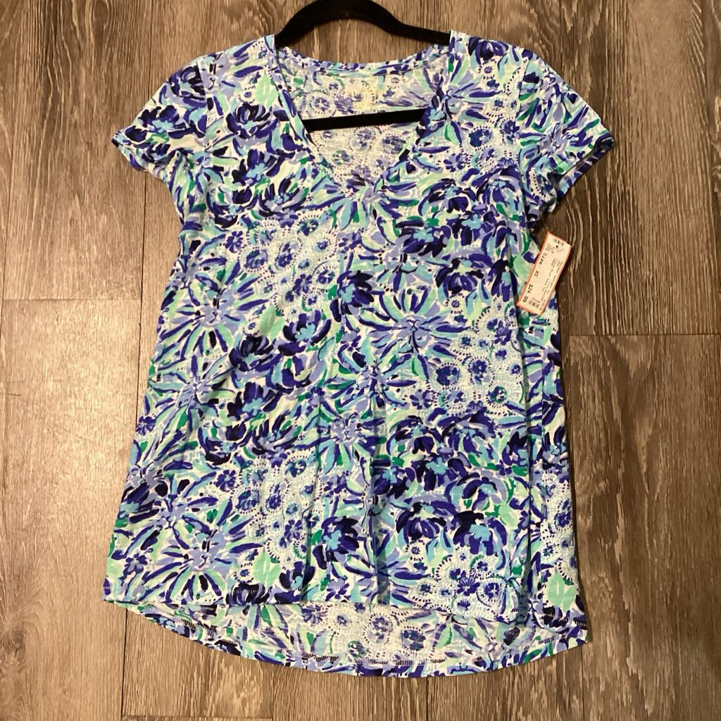 Lilly Pulitzer Floral Print Vneck Tee TOPS XS