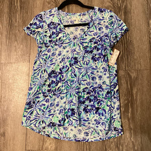 Lilly Pulitzer Floral Print Vneck Tee TOPS XS