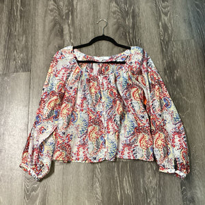 Joie Splatter Print Cropped LS TOPS S