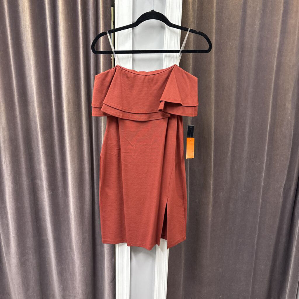 Snap Strapless RUffle Knit DRESSES L