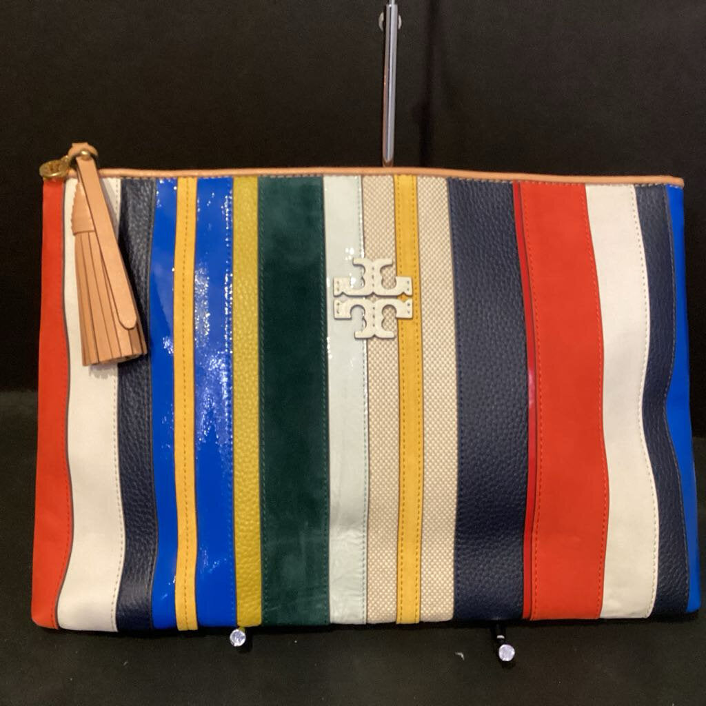 Tory Burch Stripe Mcgraw Clutch HANDBAGS L
