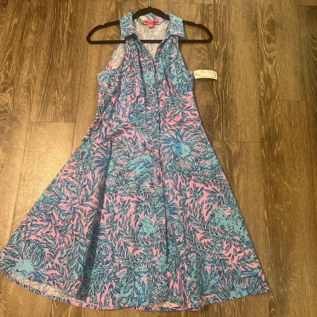 Lilly Pulitzer Patterned Collar Button Up DRESSES 6