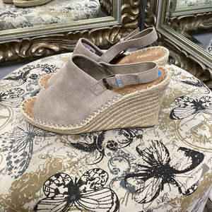 Toms Suede Peep Toe Wedge SHOES 11