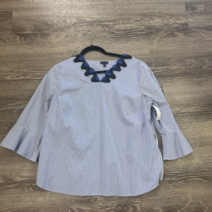 Talbots Lace neck/Stripe/LS TOPS XLp