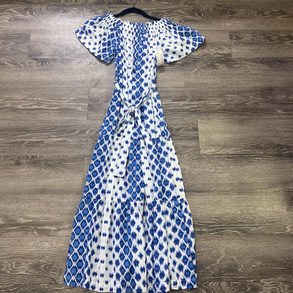 Oliphant Off Shoulder Patterned Maxi w Tie DRESSES XS
