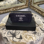 Load image into Gallery viewer, Chanel Double Zip Denim HANDBAGS S
