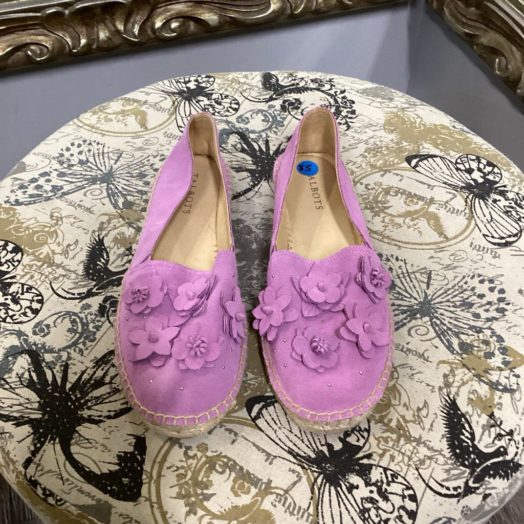 Talbots Suede 3d Flower Slip Ons SHOES 8.5